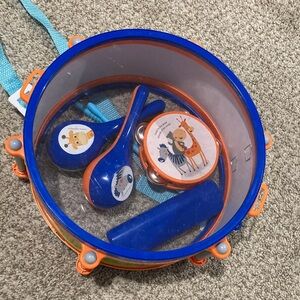 Kids Blue and Orange Musical Drum Set - Brand Unspecified